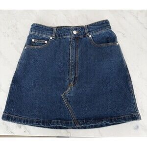 90s Gruinge Y2K Preppy Boho Pilcro by Anthropology Dark Wash Denim Mini Skirt 4